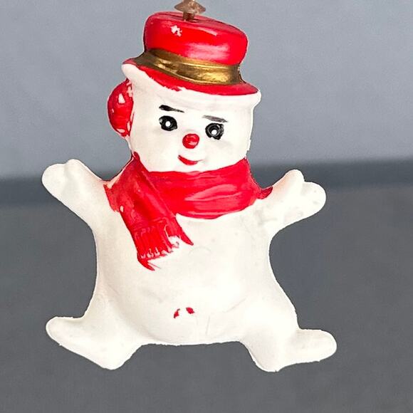 10 VTG 1950s Flocked Felt Christmas Ornaments Mice Cat Snowmen Santa MCM Kitschy - Picture 11 of 16